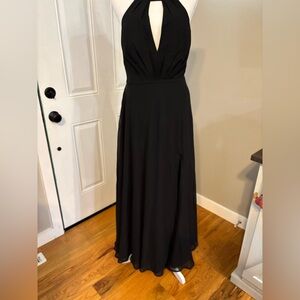 Azazie Elegant Black Halter Maxi Dress